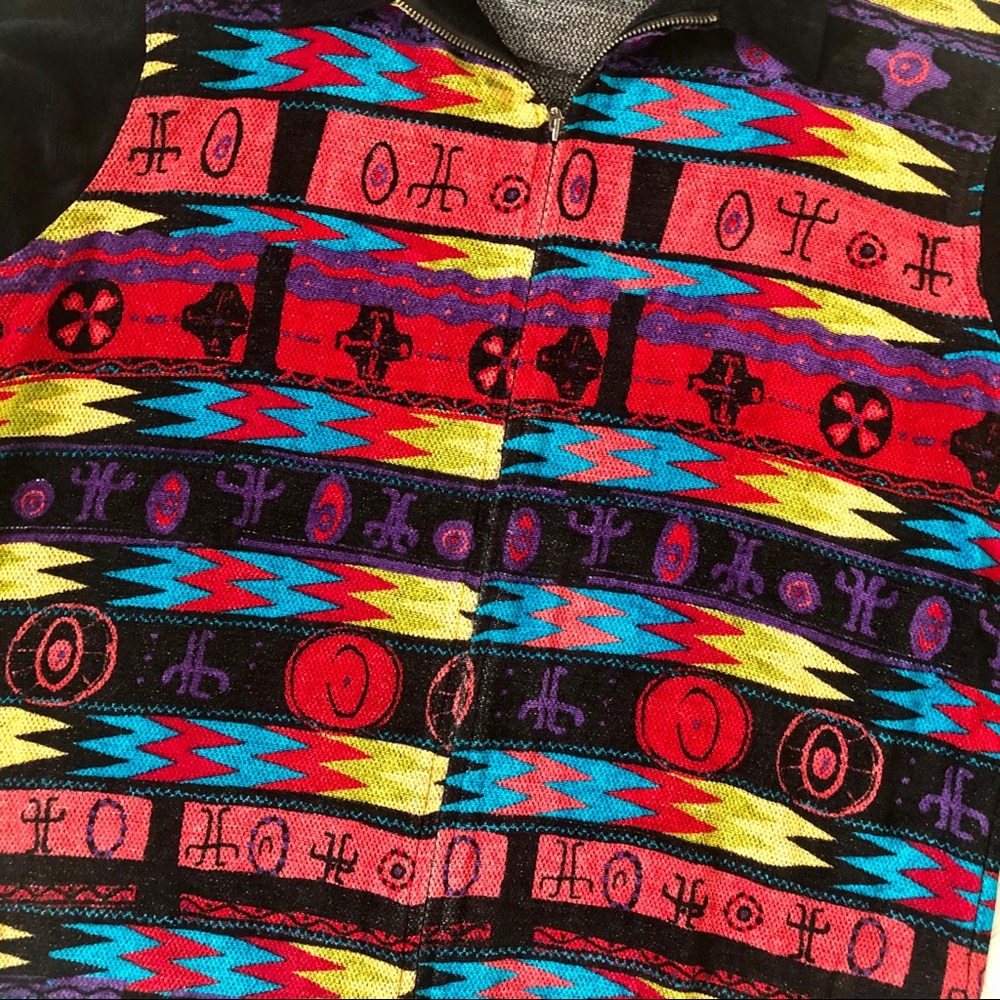 Chico’s Aztec Boho Cozy Black Jacket ZIP Up Top 3 - Picture 2 of 5